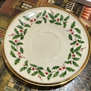 Lenox Dimension Collection Holiday saucer only - Gold Trim on White